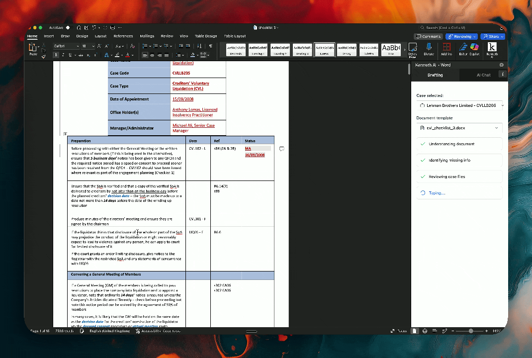 Compliance checklist interface